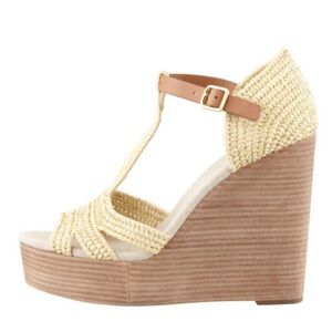 Tory Burch, Carina Wedge Sandal, color Natural/Royal tan, size 9